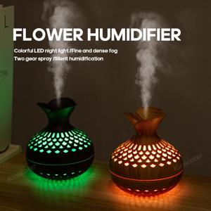 나뭇결 무늬 가습기 300ml USB 아로마 디퓨저 분무기 USB 가정용 가습기 수분 공급기 데스크탑 가습기