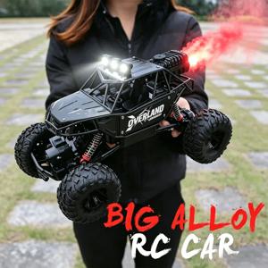 새로운 RC카 20KM/H 2WD 무선 조종 자동차 1:16 오프로드 전지형 트럭 금속 쉘 LED 헤드라이트 취미용 RC 자동차 장난감 선물