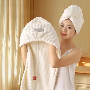 넓은 꼬리 부분이 있는 대형 헤어 터번, 초흡수성 속건 여성용 목욕 모자 헤드 타월