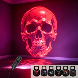 LED 할로윈 USB 프로젝션 램프, 3/6개 패턴 조명 유령, 박쥐, 거미, 해골 할로윈 분위기 조명 축제 장식