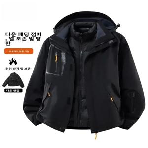 지프 남성용 3-in- 탈부착 다운 재킷 방수 하이킹 아우터웨어 2026 신상 지퍼 디자인 화이트 덕다운 충전재