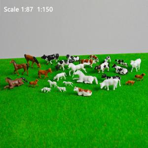 HO/N 스케일 모델 미니어처 말 소 농장 동물 1:87 1:150 프레리 장면 레이아웃 디오라마 키트 용 ABS 플라스틱 장난감 10Pcs