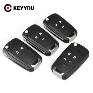 KEYYOU 플립 폴딩 리모트 자동차 키 쉘 (쉐보레 크루즈, 에피카, 로바, 카마로, 임팔라 2/3/4/5 버튼용) HU100 블레이드