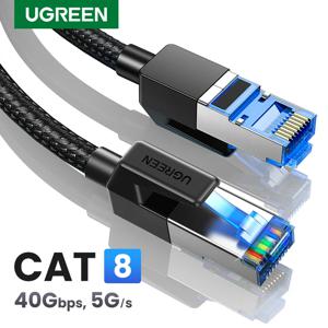 UGREEN CAT8 이더넷 케이블 40Gbps 2000MHz CAT 8 네트워킹 면 브레이드 인터넷 랜 케이블 (PC, 노트북, PS5, 4개 RJ45 케이블 포함)