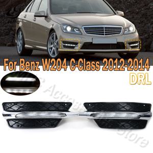 PMFC 앞 범퍼 그릴 몰딩 LED 안개등 주간 러닝 라이트 안개 램프 메르세데스-벤츠 W204 C 클래스 2012 2013 2014