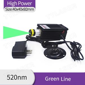 520nm 녹색 라인 레이저 모듈 12V 초점 조절 가능 80mW-300mW 냉각 팬+브래킷+어댑터 포함 산업용 등급