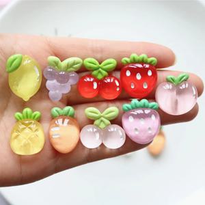 10PCS 지우기 과일 레몬 복숭아 시리즈 수지 플랫 백 카보 숑 머리핀 Scrapbooking DIY 쥬얼리 공예 장식 액세서리