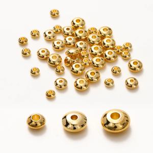 20/50Pcs 18K 골드 도금 라운드 주판 플랫 스페이서 비즈 목걸이 팔찌 DIY 쥬얼리에 대한 느슨한 황동 비즈 결과 만들기