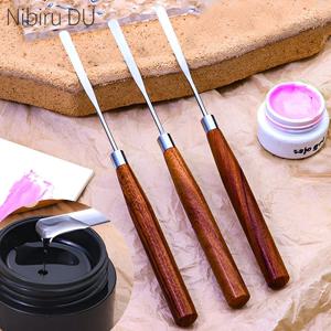 3/1pcs 스테인레스 스틸 주걱 믹싱 스틱 네일 아트 나무 주걱 막대 금속 교반 안료 메이크업 믹서 매니큐어 도구