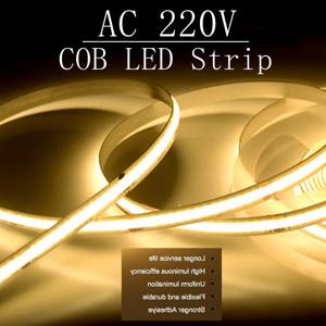 1-5m COB LED 스트립 조명 220V 유연한 테이프 조명 스마트 IC 필요 없음 드라이버 고휘도 240 LED 선형 조명 RA95 따뜻한 흰색