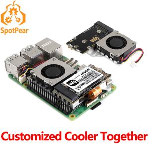 Raspberry Pi 5 PCIe-M.2 미니 NVMe SSD 보드(E), 맞춤형 액티브 쿨러 포함 Waveshare PCIe-M.2 어댑터 보드(E