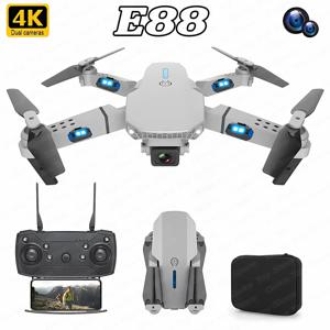 E88 프로 와이파이 FPV 드론, 광각 HD 4K 1080P 카메라 높이 고정, RC 접이식 쿼드콥터 드론 헬리콥터 장난감, 크리스마스 소년 선물