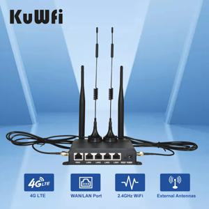 KuWIF 산업용 4G LTE 라우터 WR181 - 300Mbps WiFi, 글로벌 밴드, 금속 케이스, -20~50 ° C, M2M/영상 감시용 1WAN+4LAN