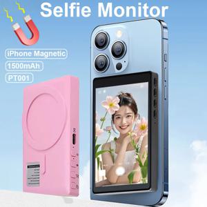 아이폰 스마트 블로그 셀카 스크린 모니터에 대한 새로운 자기 셀카 모니터 원격 제어 1500mAh 보조베터리 핑크/화이트/블랙