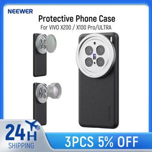 NEEWER 보호용 폰 케이스 VIVO X200 Pro/ULTRA/X100 ULTRA용, 헤비 듀티 TPU + PC 인조 가죽 17mm 렌즈 마운트 포함