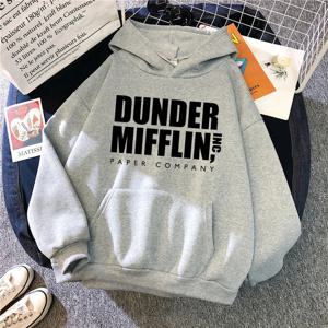 The Office Dunder Mufflin INC 종이 후드티 드와이트 슈루트 스웨트셔츠 부드럽고 편안한 남녀 공용 캐주얼 풀오버 후드 스웨터
