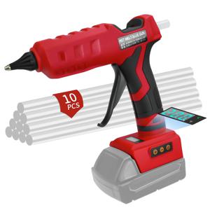 100W 무선 핫멜트 글루건 100 ℃ -200 ℃   밀워키 18V 배터리용 10개 11mm 접착제 스틱이 포함된 LCD 디지털 디스플레이(배터리 없음)