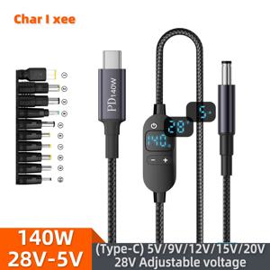 USB C to DC 전원 케이블 140W 타입 C to 5V 9V 12V 15V 20V 28V 조절 가능한 전압 어댑터 커넥터 케이블 노트북 라우터용