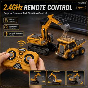 1/64 원격 제어 미니 합금 자동차 포크리프트 크레인 굴삭기 테이블탑 게임 2.4GHz RC 엔지니어링 리프트 트럭 어린이 장난감 선물