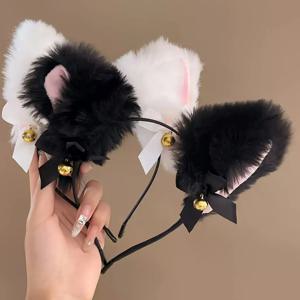 1/6/10pcs 여성용 플러시 벨 고양이 귀 머리띠 패션 걸스 머리띠 파티 코스프레 헤어 밴드 헤어 액세서리