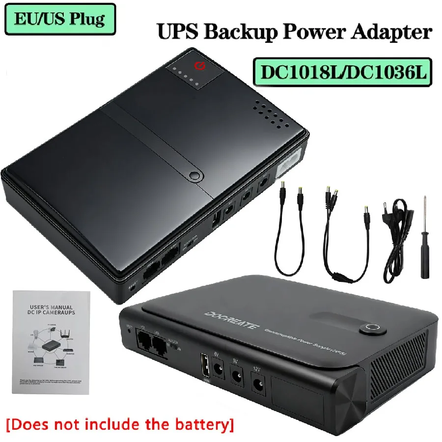DC18W/36W DC1018L/DC1036L 1A/2A 5V/9V/12V 대용량 다목적 미니 휴대용 UPS 백업 전원 어댑터 (WiFi 공유기용)