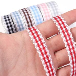 5 야드/로트 1cm 클래식 레이스 격자 무늬 리본 다채로운 포장 웨빙 DIY 선물 포장 의류 봉제 장식 액세서리