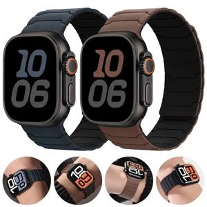 애플워치 울트라 3 2 49mm 45mm 44mm 40mm 42mm 46mm 41mm 38mm 아이워치 시리즈 11 10 SE 9 8 7 용 마그네틱 스트랩 실리콘 팔찌