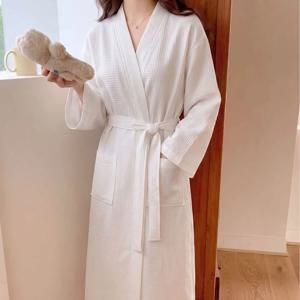 봄, 가을용 여성용 가운, 긴팔 목욕 가운, 순수한 욕망 스타일, 달콤하고 심플한, 중간 길이 유카타 잠옷 드레스