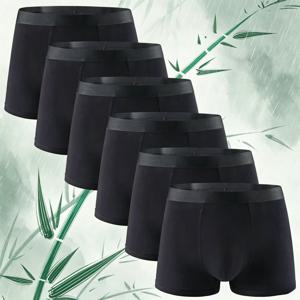 6 조각 대나무 섬유 남성 속옷 솔리드 컬러 간단한 남성 복서 반바지 고품질 패브릭 속옷 부드러운 통기성 팬티