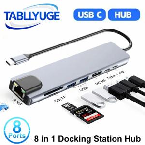 새로운 USB C 허브 8in1 7in1 타입 C 도킹 스테이션 (USB3.0/2.0, HDMI, SD/TF 카드 리더, PD 고속 충전) 맥북 노트북용