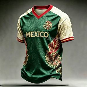 2026 여름 멕시코 국기 프린트 남성 여성 반팔 티셔츠 3D 프린트 티셔츠 야외 축구 저지 스포츠 캐주얼 남성 탑