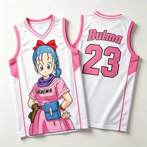 드래곤 볼 Bulma No.23 농구 저지 여성 3D 프린트 스포츠 조끼 화이트 핑크 애니메이션 스트리트웨어 탱크 탑 패밀리 매칭 복장