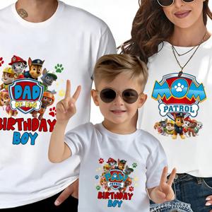 Paw Patrol 부모-자식 복장 생일 파티 티 아빠 엄마 가족 귀여운 티셔츠 여성 남성 패션 여름 패션 탑 파티 선물