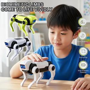 기계식 강아지 장난감 만화 DIY 조립 강아지 RC 로봇 걷는 기계 장난감 전기 장난감 어린이 선물 LED 눈 포함