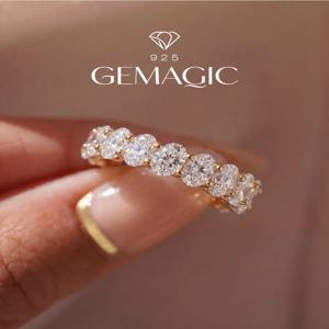 925 스털링 실버 심플 클래식 화려한 지르콘 오벌 반지 여성용 약혼 결혼 고급스러운 고품질 파인 주얼리