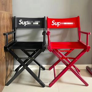 Sup 스타일 원목 감독 의자, 접이식 캔버스 등받이와 천연 나무 팔걸이가 있는 의자, 휴대용 해변 낚시 의자