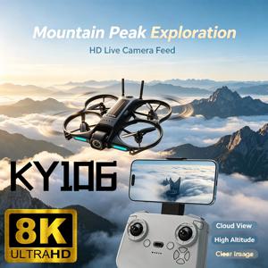 신형 KY106 드론 8K 항공 HD 지능형 장애물 회피 기능 탑재, 대형 화면 리모컨, 접이식 브러시리스 파워 GPS 드론