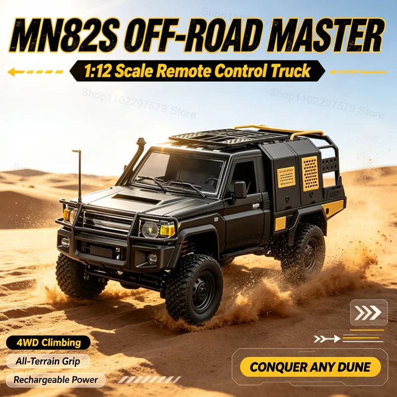1:12 MN 모델 MN82S RC 오프로드 트럭, 2.4GHz RTR 버전, 4륜 구동, 모든 지형에서 주행 가능한 무선 조종 크롤러 자동차, 남자아이와 성인을 위한 취미용 장난감, 선물용.