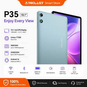 Teclast P35 태블릿 10.1인치 안드로이드 16 Gemini AI T7200 8코어 16GB RAM(3GB+13GB 확장) 32GB ROM 6000mAh 타입-C Widevine L1