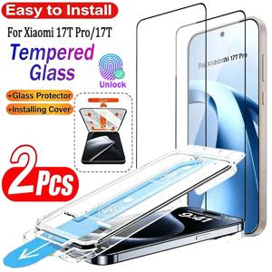 1-2PCS Xiaomi 17T Pro 유리 용 쉬운 설치 화면 보호기 Xiaomi 17 Pro Max 자동 먼지 상자 보호 유리 필름