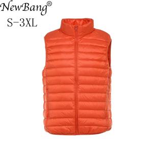 NewBang 브랜드 남성용 양복 조끼 울트라 라이트 다운 조끼 남성 경량 방수 민소매 화이트 오리 다운 남성 슬림 Gilet