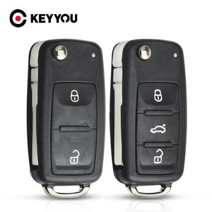 KEYYOU 2/3 버튼 접이식 자동차 키 5K0837202AD 키 플립 키 쉘 VW 폴로 파사트 b5 티구안 골프 시트 스코다용