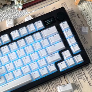 MAIMOOO 반투명 키캡 젤리 젤로 핑크 123 키 레이아웃 화이트 DIY 백라이트 크리스탈 키캡 기계식 키보드용