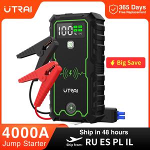 UTRAI 자동차 점프 스타터 4000A 자동차 배터리 시동기 16000mAh 휴대용 보조 배터리 10W 무선 충전 추진 부스터