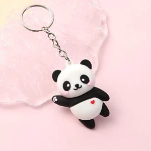 2023Novelties 귀여운 만화 커플 팬더 키 체인 펜던트 자동차 가방 열쇠 고리 여성을위한 보석 선물