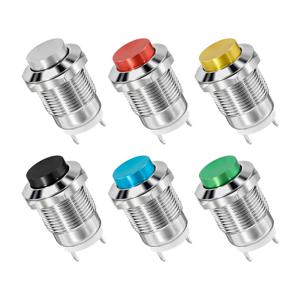 6PCS 12mm 금속 푸시 버튼 스위치 하이 헤드 순간 1NO 셀프 리셋 용접 피트