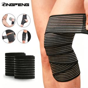 다리, 인대 안정화, 스쿼트, 농구, 달리기를 위한 매우 긴 탄성 무릎 랩 압축 붕대 브레이스 지원
