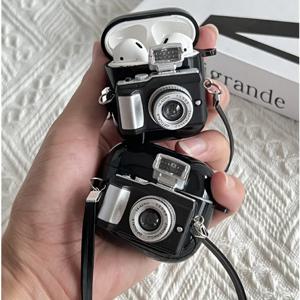 카메라 이어폰 케이스 스트랩 포함 애플 에어팟 3 2 1 프로 3 프로2 소프트 실리콘 헤드폰 커버 에어팟 4 2024 세대용