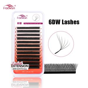 FADVAN 새로운 6D-W 모양의 C/D 컬 속눈썹 연장 0.07mm 부드러운 자연 전문 가짜 속눈썹 고품질 가짜 밍크 속눈썹
