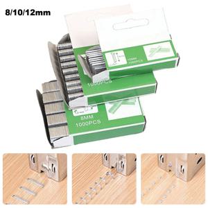 1000Pcs 스테이플 손톱 U 문 T 모양의 손톱 모양의 스테이플러 목재 가구 가정용 Herramientas 8/10/12mm 바인딩 도구